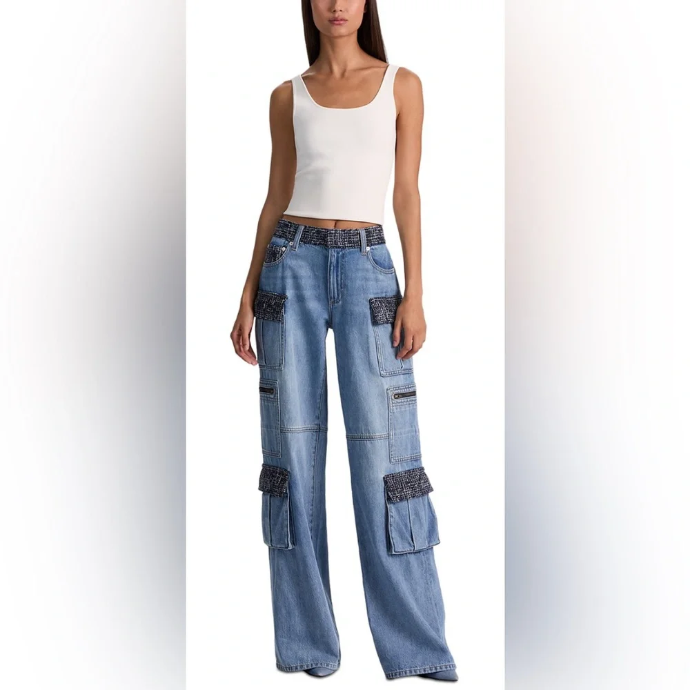 Alice + Olivia Cay Baggy Denim Cargo Jeans - Picture 2 of 9